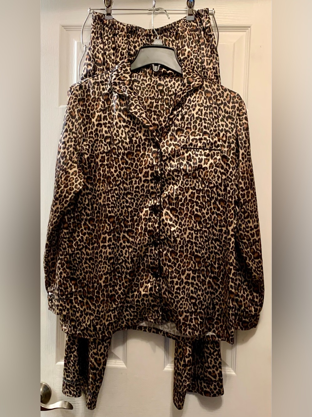 Leopard Print Satin Pajama Top - Picture 7 of 7